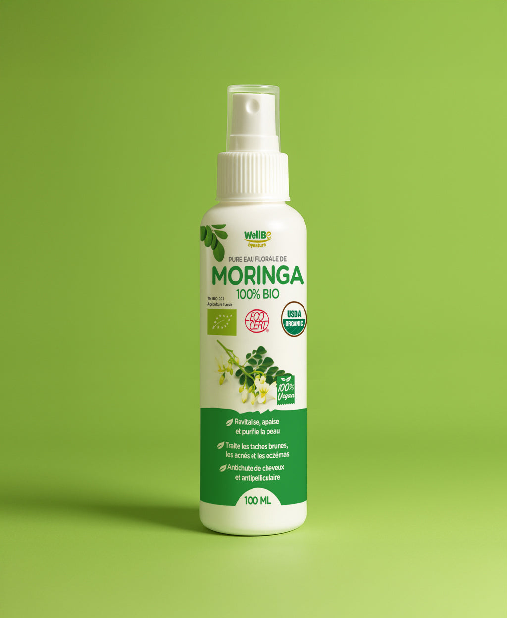 Eau florale biologique de Moringa – Pureté & Éclat naturel (100 ml)